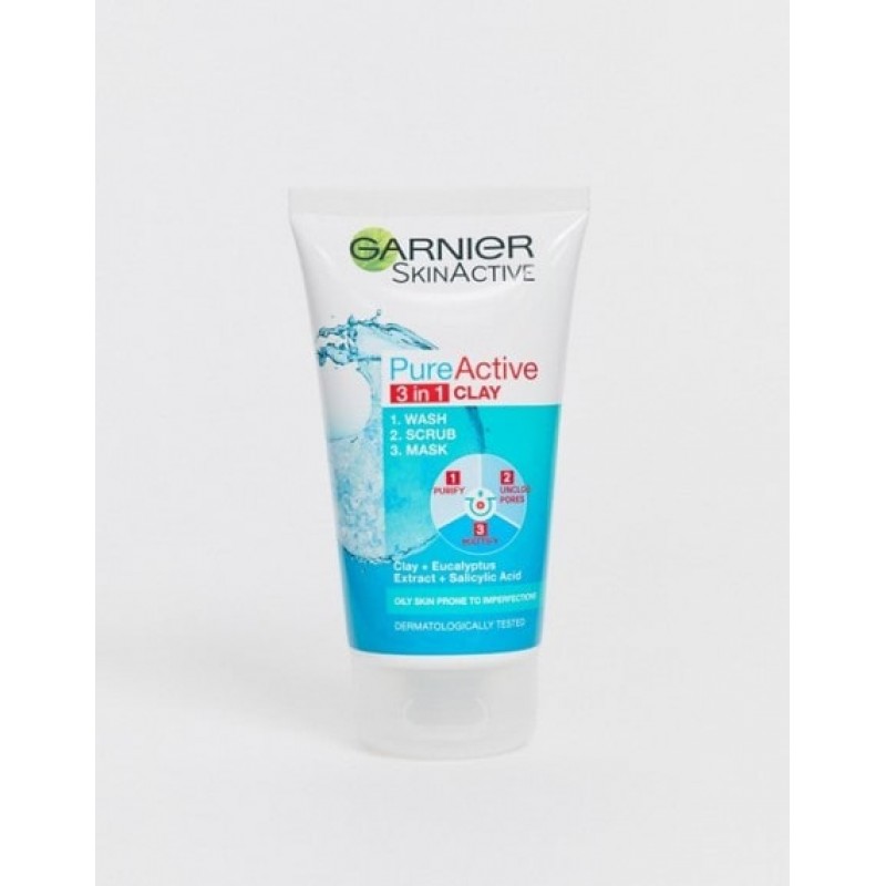 Garnier Skin Active Pure Active 3-In-1 Wash + Scrub + Mask For Oily Skin 150ml