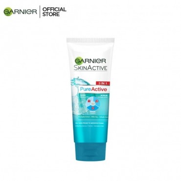 Garnier Skin Active Pure Active 3-In-1 Wash + Scrub + Mask For Oily Skin 100ml