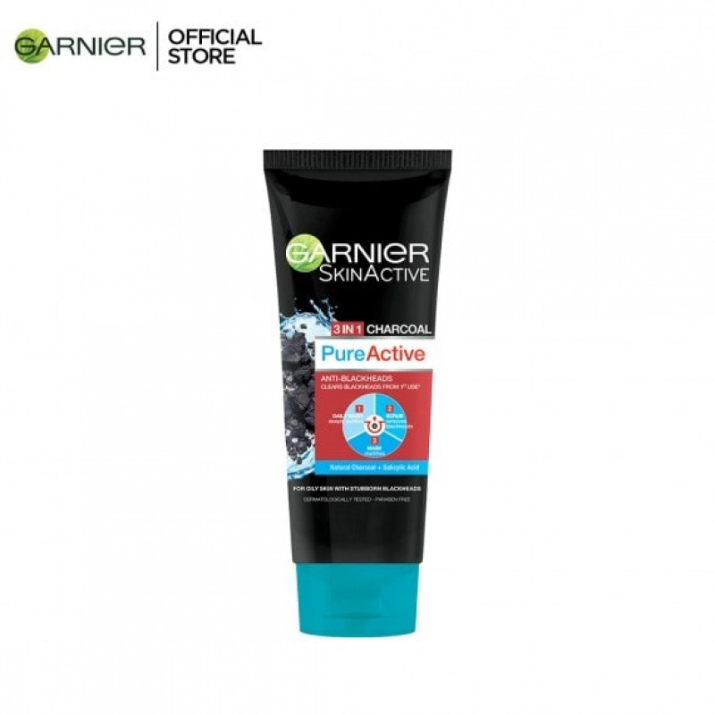 Garnier Skin Active Pure Active Anti-Blackheads 3-In-1 Daily Wash + Scrub + Mask 100ml